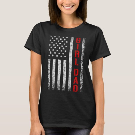 Dad Daughter Dad Of Girls Usa Flag Father's Day Tシャツ (正面)