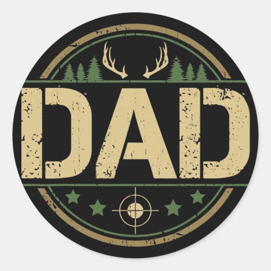 Dad Deer Hunter Bow Hunting Animal Shooting ラウンドシール (正面)