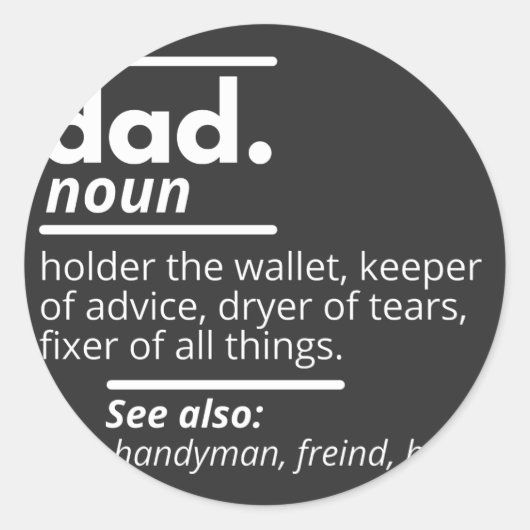 Dad Dictionary Definition - Funny Fathers Day Gift ラウンドシール (正面)