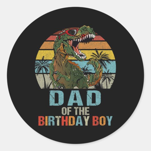 Dad Dinosaur of the Birthday Boy Matching Family ラウンドシール (正面)