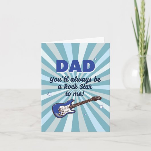 Dad Electric Guitar Rock Star Cool Blue カード (正面)