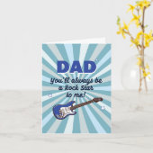 Dad Electric Guitar Rock Star Cool Blue カード (黄色い花)
