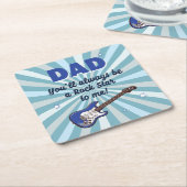 Dad Electric Guitar Rock Star Cool Blue スクエアペーパーコースター (アングル)