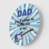Dad Electric Guitar Rock Star Cool Blue ラージ壁時計 (傾斜)