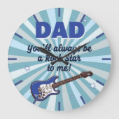 Dad Electric Guitar Rock Star Cool Blue ラージ壁時計 (正面)