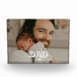 Dad Est ギフト 新米パパの記念品 フォトブロック