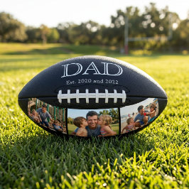 Dad Est. ホワイト ボールド ミニマル テキスト 3 枚の写真 アメリカンフットボール