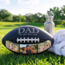 Dad Est. ホワイト ボールド ミニマル テキスト 3 枚の写真 アメリカンフットボール