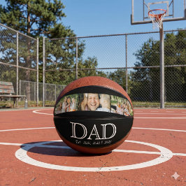 Dad Est. ホワイト ボールド ミニマル テキスト 3 枚の写真 バスケットボール
