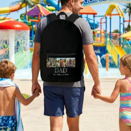 Dad Est. ホワイト ボールド ミニマル テキスト 3 枚の写真 プリントバックパック