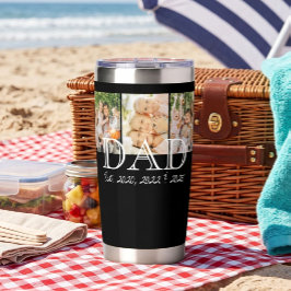 Dad Est. ホワイト ボールド ミニマル テキスト 3 枚の写真 保温保冷タンブラー