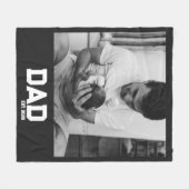 Dad Est 写真 モノクロ 父の日  フリースブランケット (正面(横))