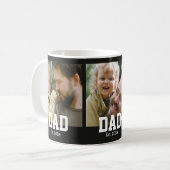 Dad Est. 太字ブラックフォント 3 枚の写真付き父の日ギフト コーヒーマグカップ (正面左)