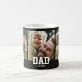 Dad Est. 太字ブラックフォント 3 枚の写真付き父の日ギフト コーヒーマグカップ (中央)