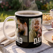 Dad Est. 太字ブラックフォント 3 枚の写真付き父の日ギフト