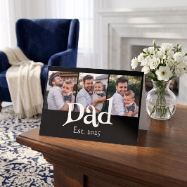 Dad Est. 白 シンプル テキスト 3枚の写真 カード