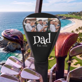 Dad Est. 白 シンプル テキスト 3枚の写真 ゴルフヘッドカバー