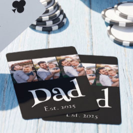 Dad Est. 白 シンプル テキスト 3枚の写真 トランプ