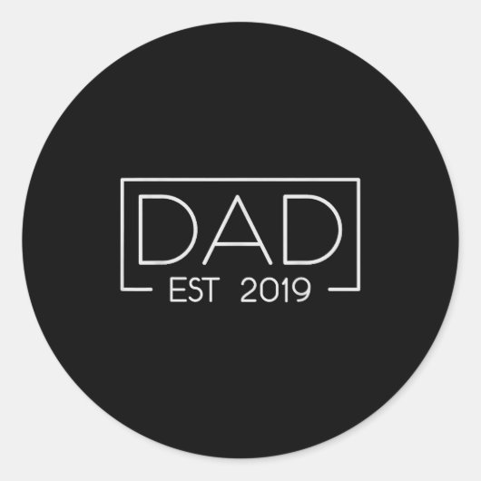 Dad Est. 2019 Expect Baby 2019, Father 2019 New Da ラウンドシール (正面)