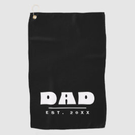 Dad Est. 20XX モダンな黒と白のスポーツ ゴルフタオル