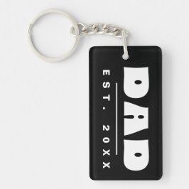 DAD Est. 20XX モダン シンプル ブラック&ホワイト キーホルダー