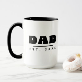 DAD Est. 20XX モダン・タイポグラフィー ブラック&ホワイト マグカップ