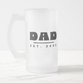 DAD Est. 20XX モダン・タイポグラフィ ブラック フロストグラスビールジョッキ