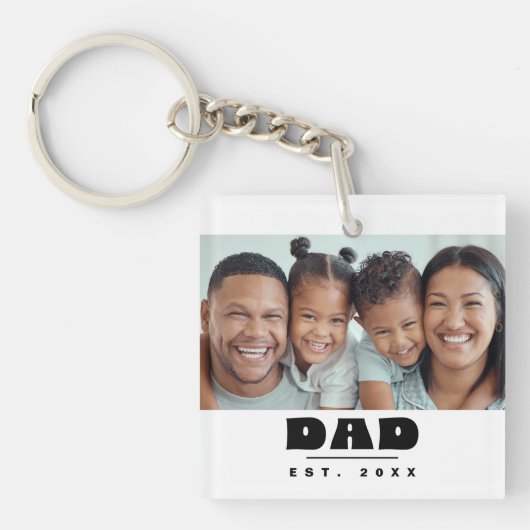 DAD Est. 20XX モダン ミニマル 写真 キーホルダー (正面)