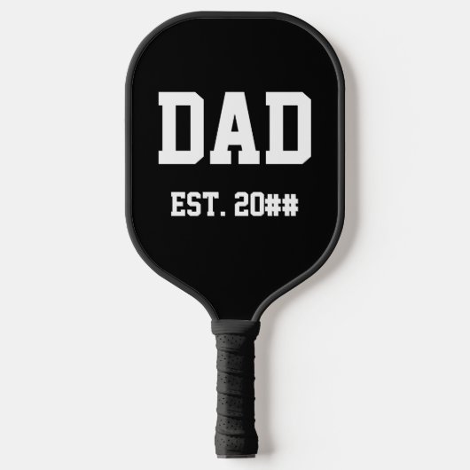 Dad Est. 20xx 創立年 白黒 ピックルボールラケット (正面)