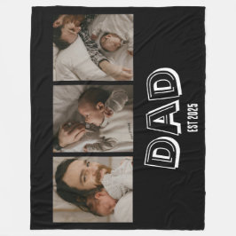 Dad Est 3 写真ギフト 父親の形見 フリースブランケット