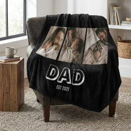 Dad Est 3 写真ギフト 父親の形見 フリースブランケット
