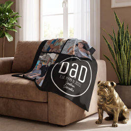 Dad Est. 3 写真 モダン おしゃれ シンプル 子供の名前 フリースブランケット