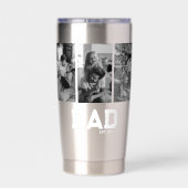 Dad Est 3 写真 モノクロ 年 父の日 保温保冷タンブラー (背面)