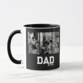 Dad Est 3 Photo Black & White Year Father's Day マグカップ (左)