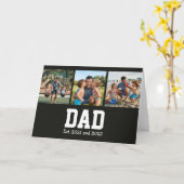 Dad Est. Bold Black Font 3 Photo Fathers Day Gift カード (黄色い花)