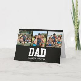 Dad Est. Bold Black Font 3 Photo Fathers Day Gift カード