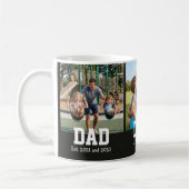 Dad Est. Bold Black Font 3 Photo Fathers Day Gift コーヒーマグカップ (左)