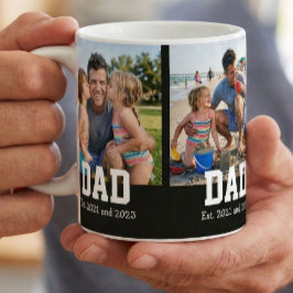 Dad Est. Bold Black Font 3 Photo Fathers Day Gift コーヒーマグカップ