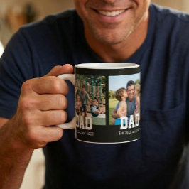 Dad Est. Bold Black Font 3 Photo Fathers Day Gift コーヒーマグカップ