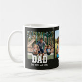 Dad Est. Bold Black Font 3 Photo Fathers Day Gift コーヒーマグカップ (左)