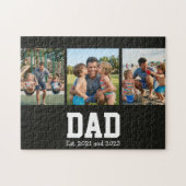 Dad Est. Bold Black Font 3 Photo Fathers Day Gift ジグソーパズル (横)