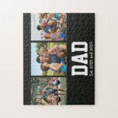 Dad Est. Bold Black Font 3 Photo Fathers Day Gift ジグソーパズル (縦)