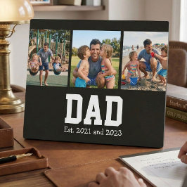 Dad Est. Bold Black Font 3 Photo Fathers Day Gift フォトプラーク