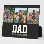Dad Est. Bold Black Font 3 Photo Fathers Day Gift フォトプラーク (側面)