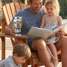 Dad Est. Bold White Font 3 Photo Fathers Day Gift