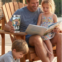 Dad Est. Bold White Font 3 Photo Fathers Day Gift 保温保冷タンブラー