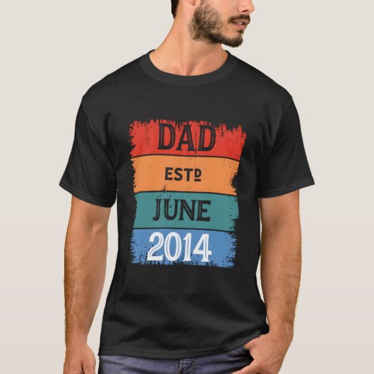 Dad Est Jun 2014 Proud Papa Grandpa Best Daddy Leg Tシャツ (正面)