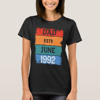 Dad Est June 1992 Proud Papa Grandpa Best Daddy Le Tシャツ