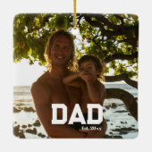 Dad Est Photo Customizable Year Father's Day  セラミックオーナメント (裏面)