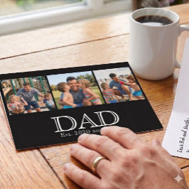 Dad Est. White 太字ミニマルテキスト 3 枚の写真 カード